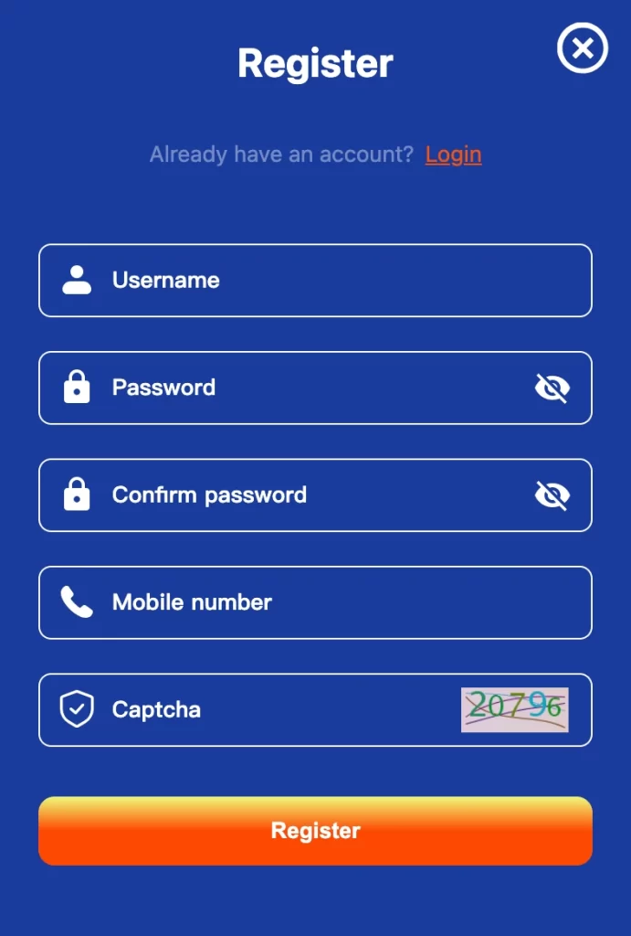 TWOPH register page with login and online casino access